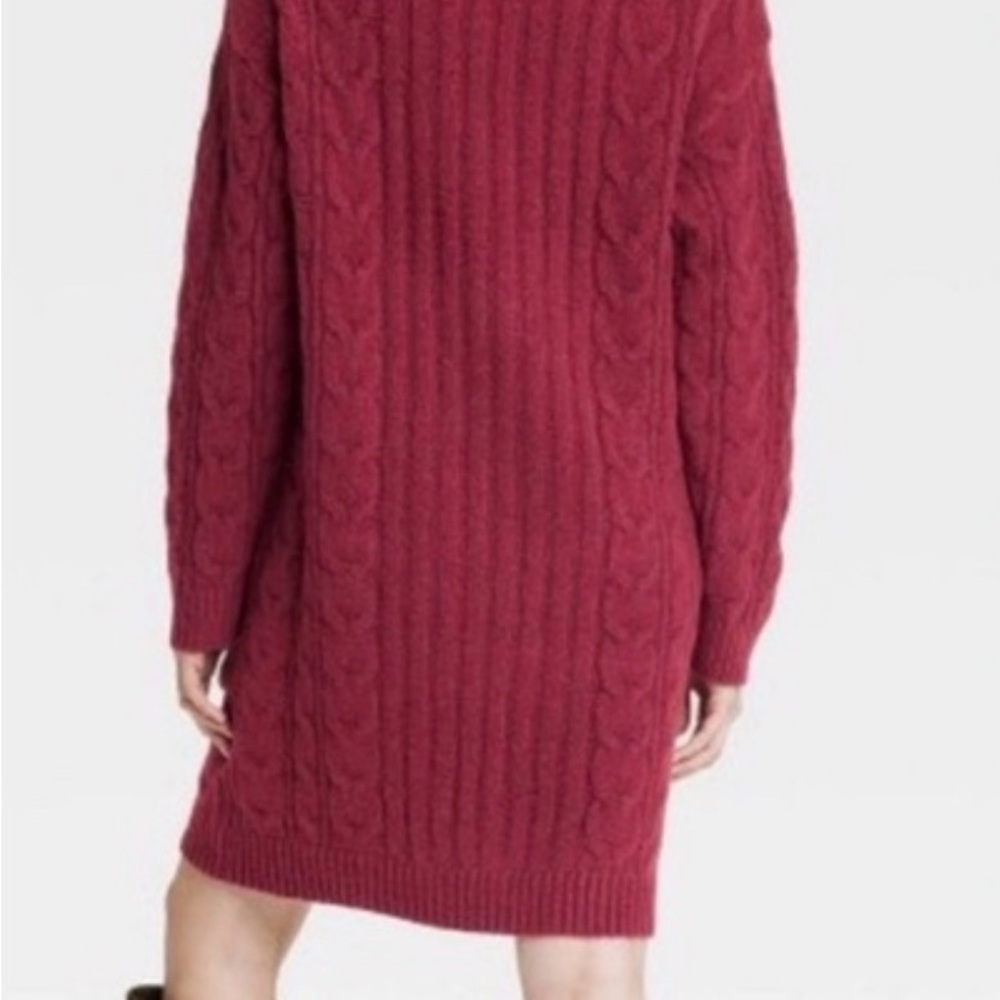 Universal Thread Long Sleeve Cable Knit Dress - Burgundy - Picture 2 of 4